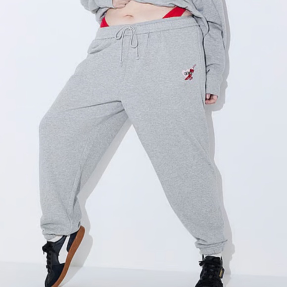 PINK Victoria's Secret Pants - Victoria's Secret Pink XXL Gray-Sweatpants Heart Chili Pepper Jogger Campus Pant